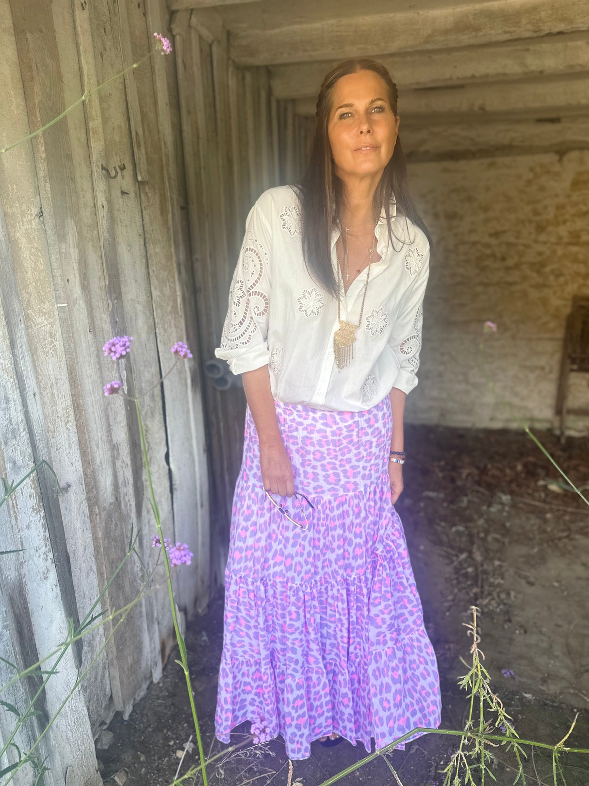 Heather Animal Print Skirt - Pink/Lilac