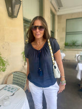 Rhea Light weight Blouse - Metallic Navy