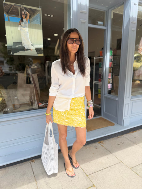 Aveline Sequin Mini Skirt - Lemon