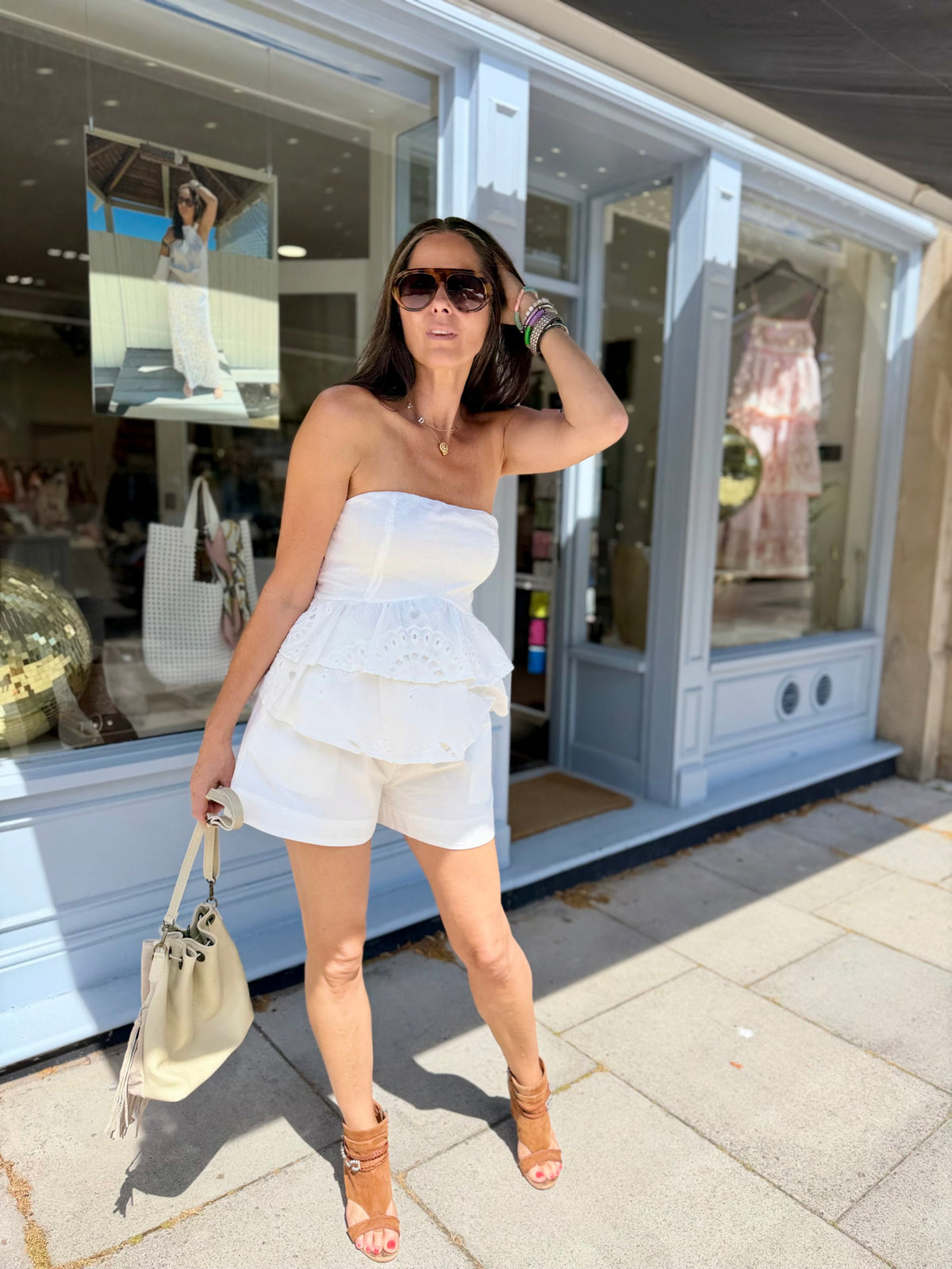 Nik Ruffle Bandeaux Top