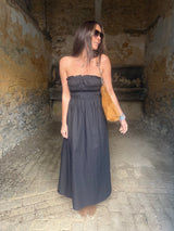 Coral Strapless Dress- Black