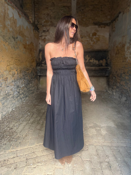 Coral Strapless Dress- Black