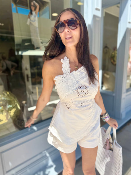 Primrosa Embroidered Halter Top