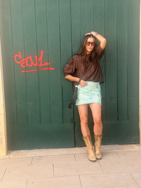 Talia Beaded Mini Skirt- Mint