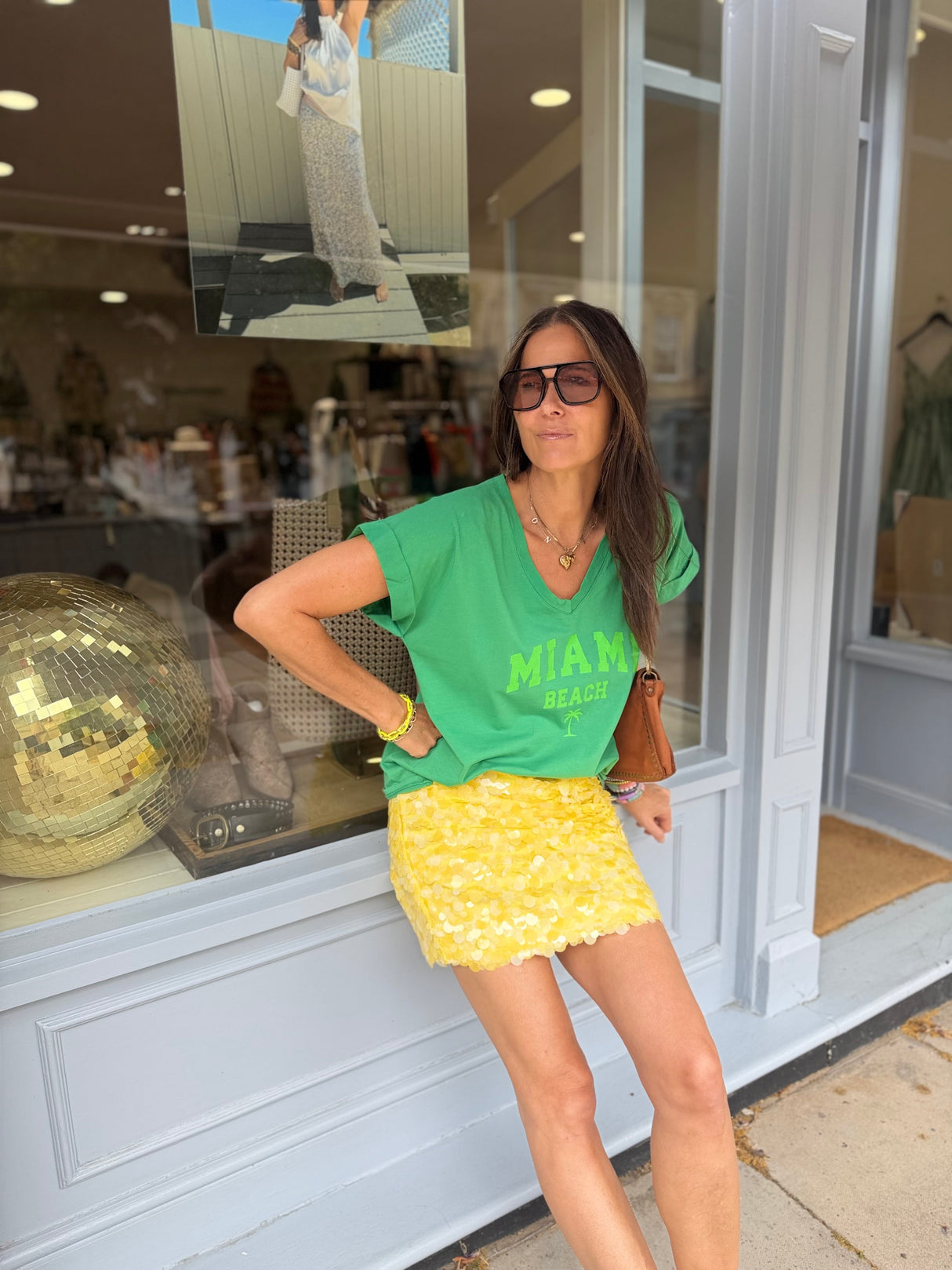 Aveline Sequin Mini Skirt - Lemon
