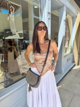 Nia Strapless Tie Top - Taupe