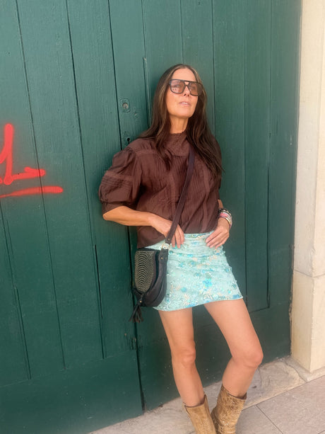 Talia Beaded Mini Skirt- Mint