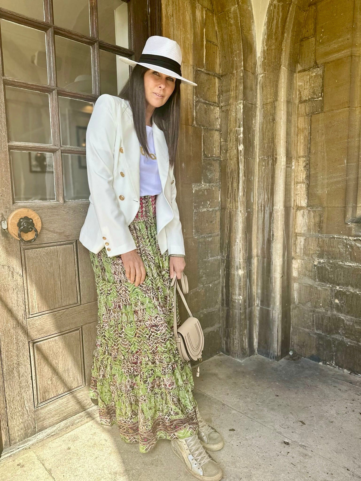 Believer Tiered Maxi Skirt Pea Green