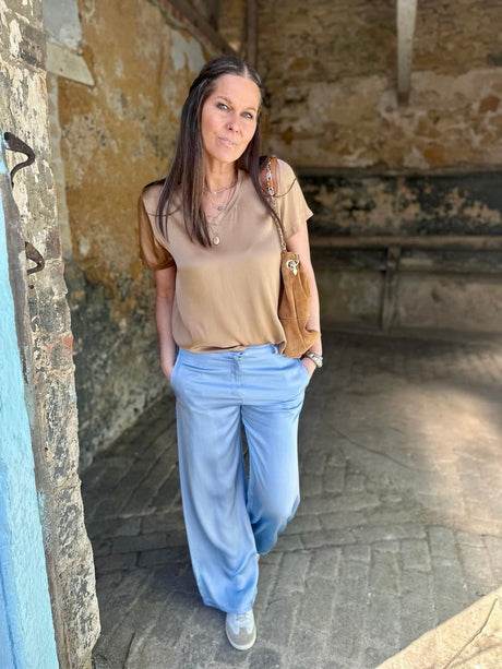 Kaite Silk Blend Pant Powder Blue