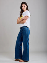 Crush Wide Leg Jean - Mid Blue