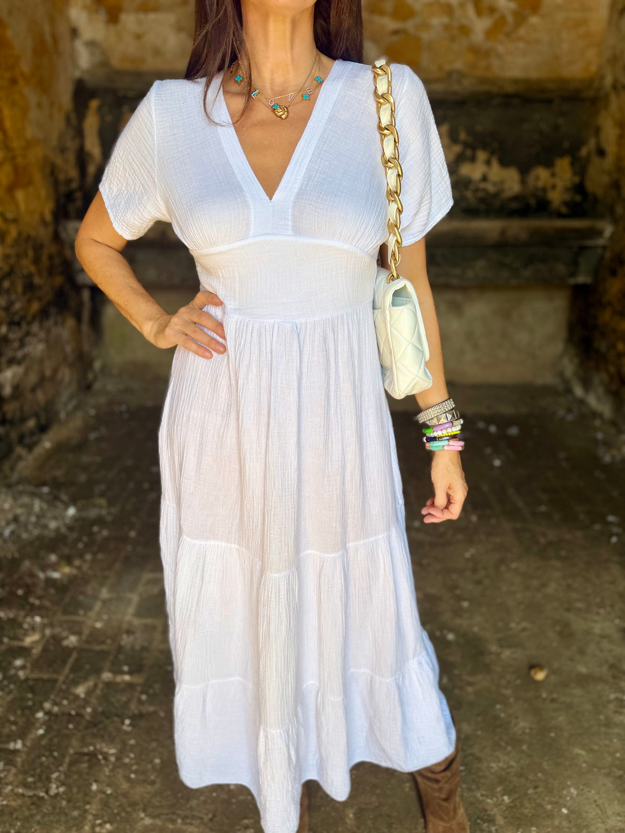 Noa Lightweight Maxi Dress - White