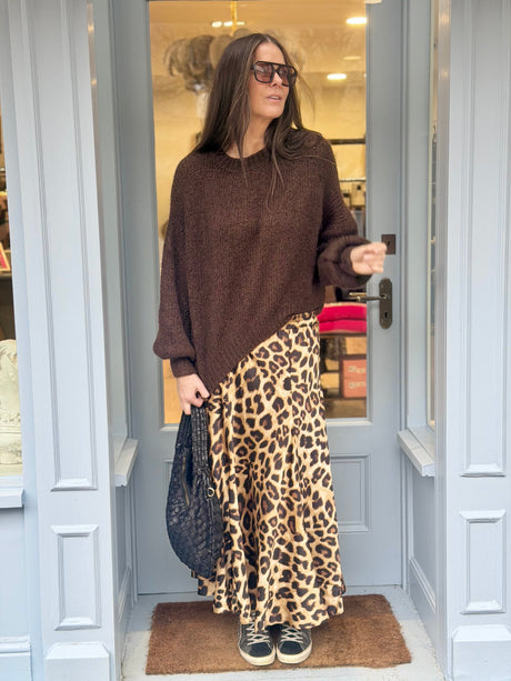 Layla Animal Print Midi Skirt - Amber