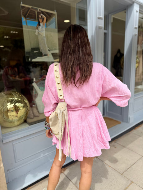 Minnie Cotton Mini Dress - Candy Pink