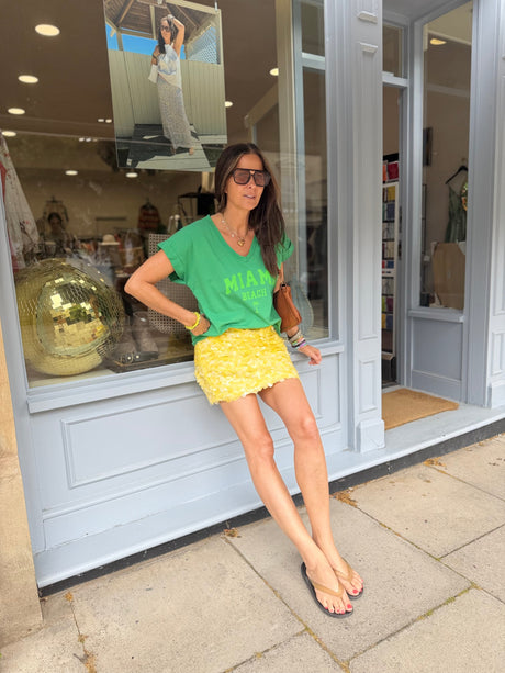 Aveline Sequin Mini Skirt - Lemon