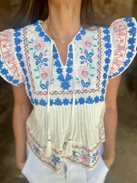 Helly Embroidered Top - White