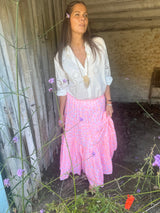 Heather Animal Print Skirt - Neon Pink/Orange