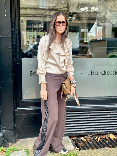 Tempest Pant - Chocolate With Black Sequin