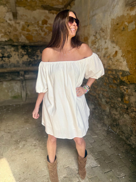 Off The Shoulder Dress - White