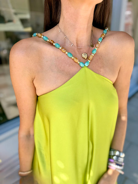 Lottie Beaded Maxi Dress - Lime