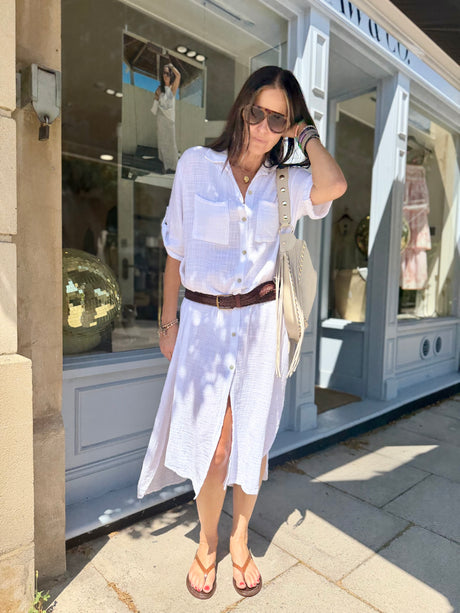 Mel Shirt Dress - White