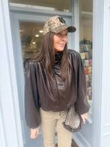 Maz Faux Leather Jacket - Choc