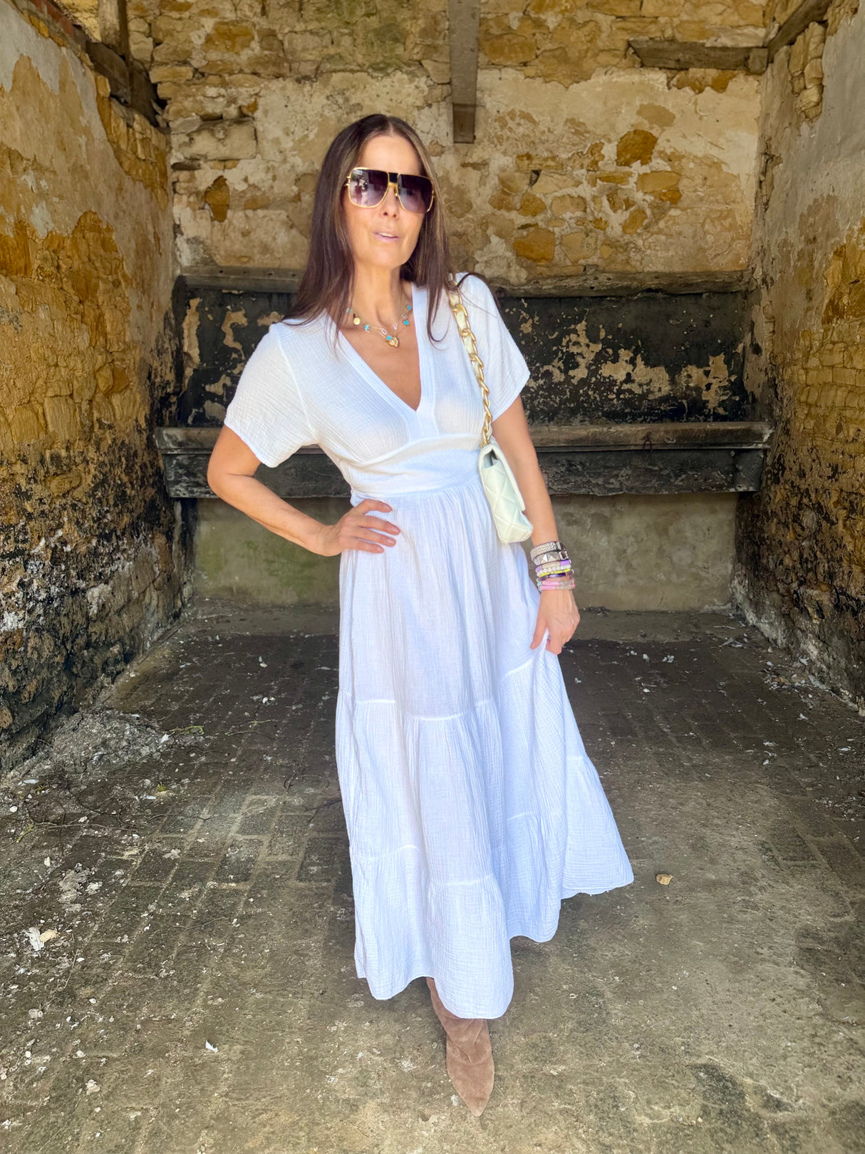 Noa Lightweight Maxi Dress - White