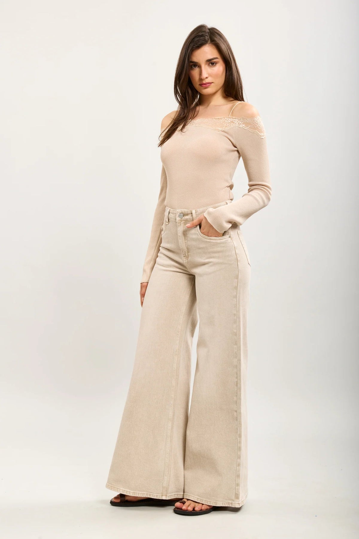 Ibiza Wide Leg Jean - Stone