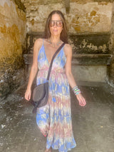 Crystal Metallic Maxi Dress - Blue