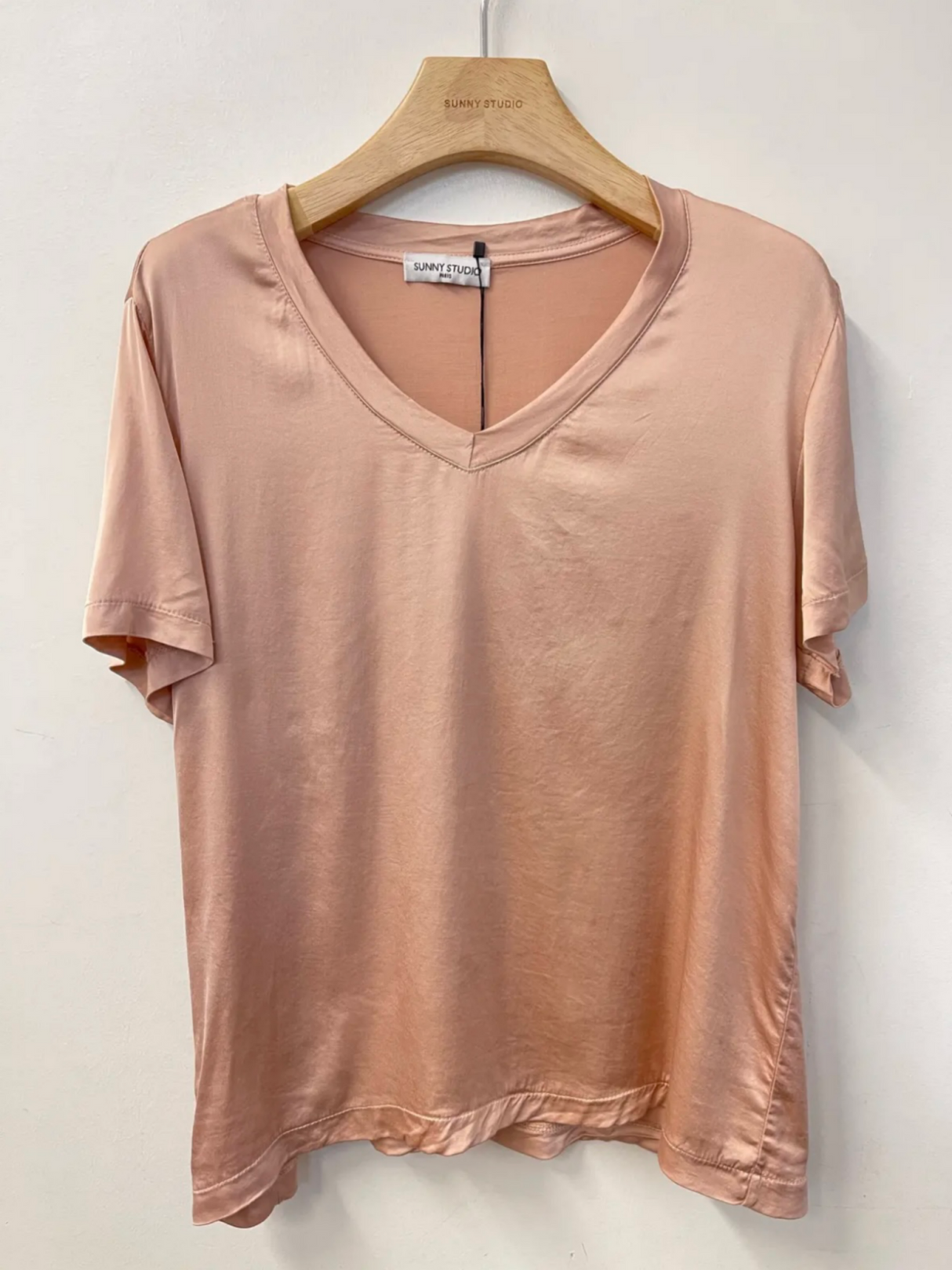 Isobel Silk Blend Tee Powder Pink