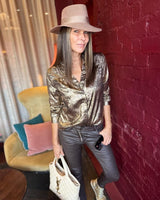 Jean Lux Leather Look Chocolate