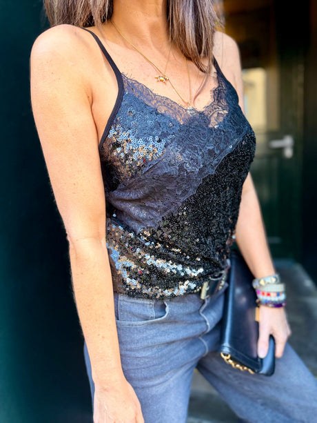 Harley Sequin Camisole Black