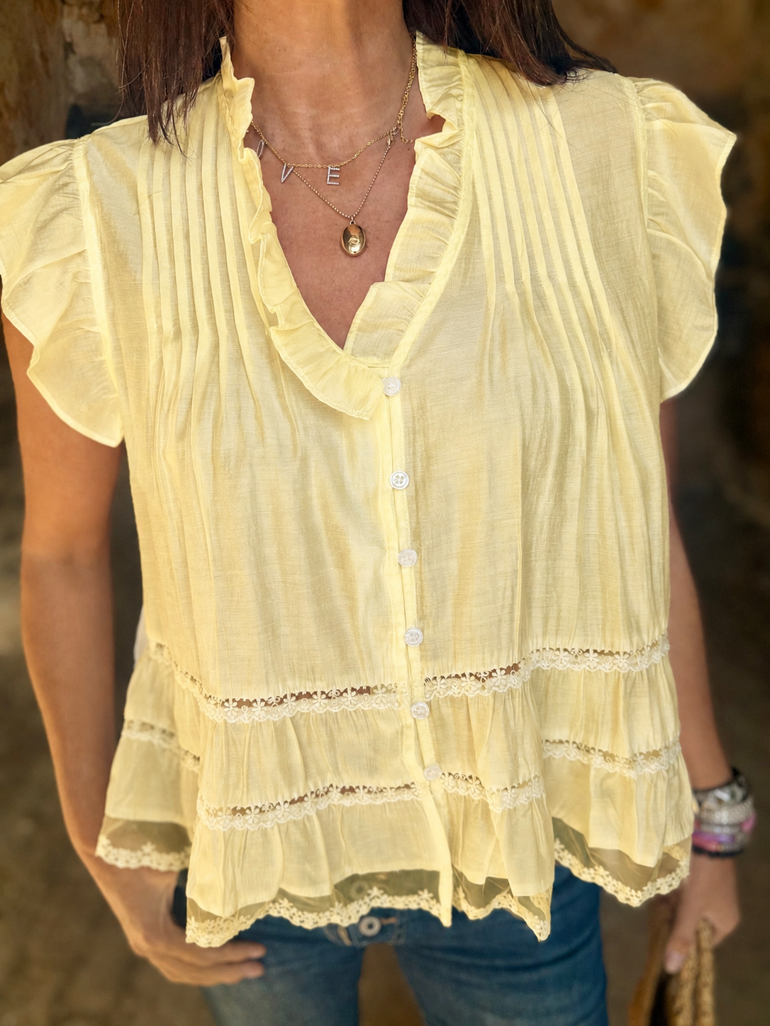 Arden Ruffle Blouse - Yellow