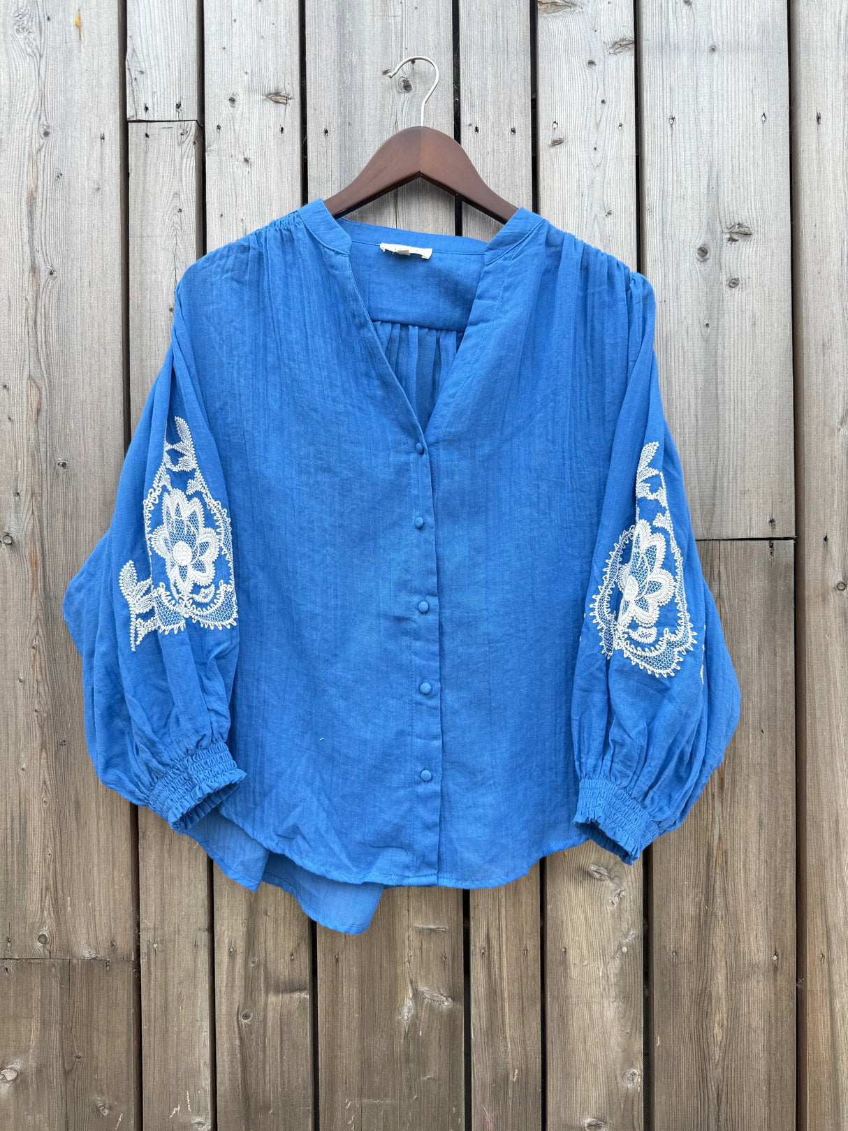 Cameron Embroidered Blouse - Blue