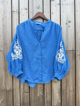 Cameron Embroidered Blouse - Blue