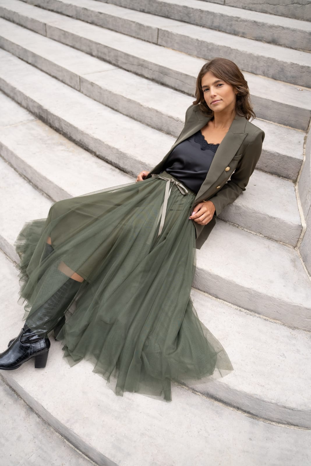 Tessa Tulle Skirt Forest Green