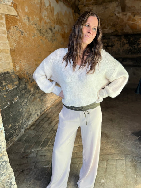 Tempest Pant - Nude with Khaki Stripe