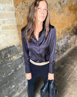 Camille Satin Shirt Black
