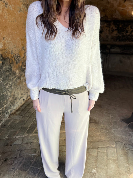 Tempest Pant - Nude with Khaki Stripe